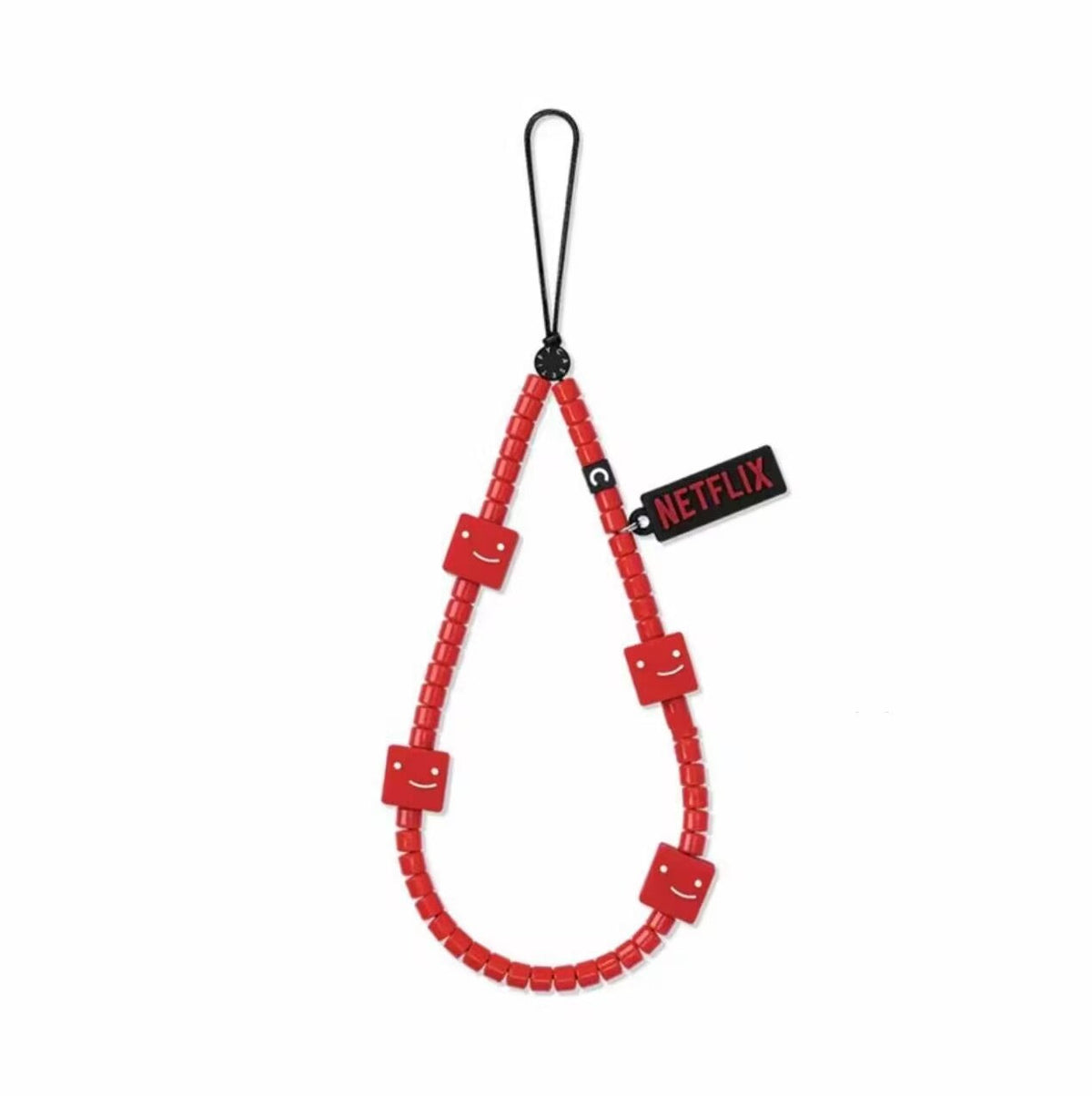 Netflix Beaded Phone Charm, Classic Red and Black Film Phone Strap Wristlet
