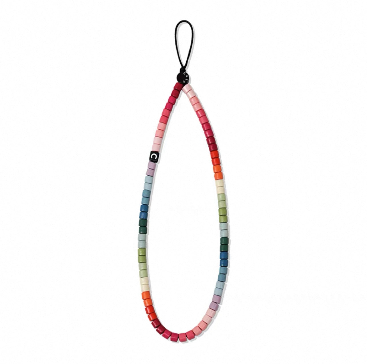 Rainbow Cylindrical Beaded Phone Strap, Colorful Block Beads Phone Charm Wristlet