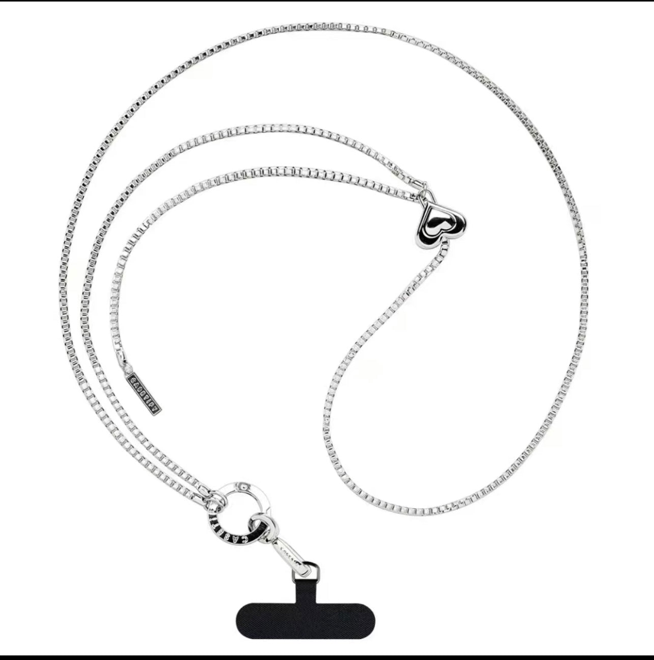 Minimalist Silver Metal Phone Lanyard Chain with Heart Pendant, Crossbody Phone Strap Necklace, Y2K Cool Girl Phone Accessories