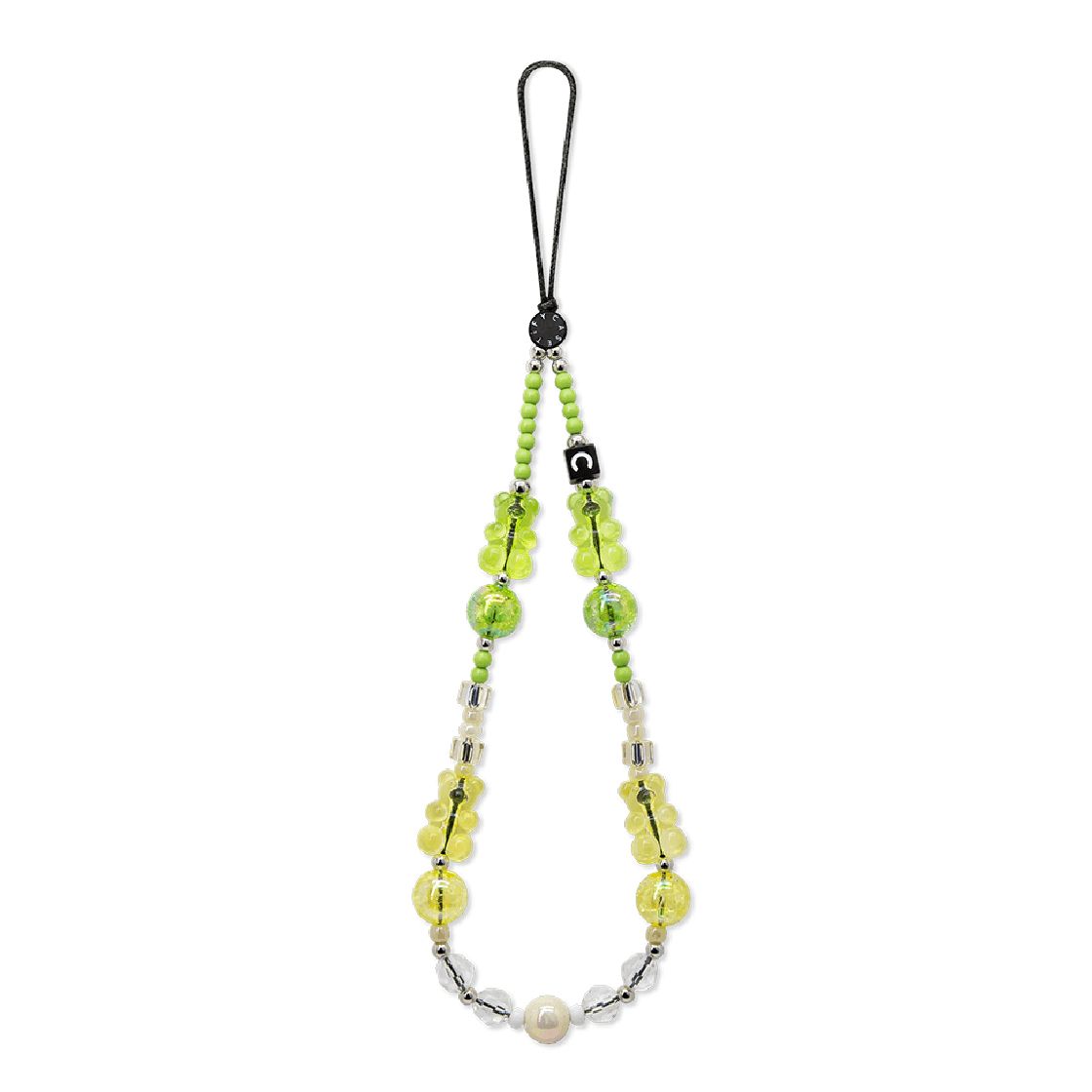 Lime Green Crackle Quartz Phone Strap, Yellow & Green Beaded Phone Charm Wristlet