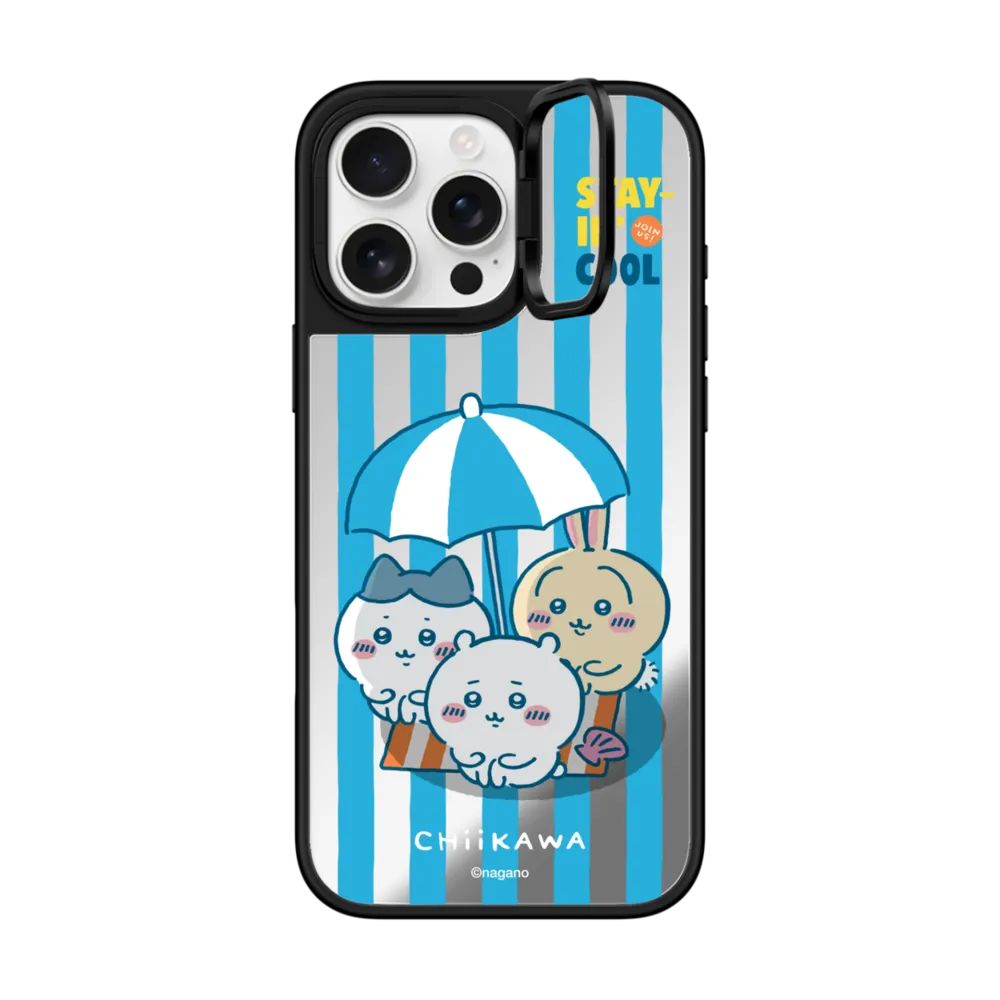 Chiikawa Summer Fun Mirror Case with Flip Lens Stand for iPhone 17 16 Pro Max