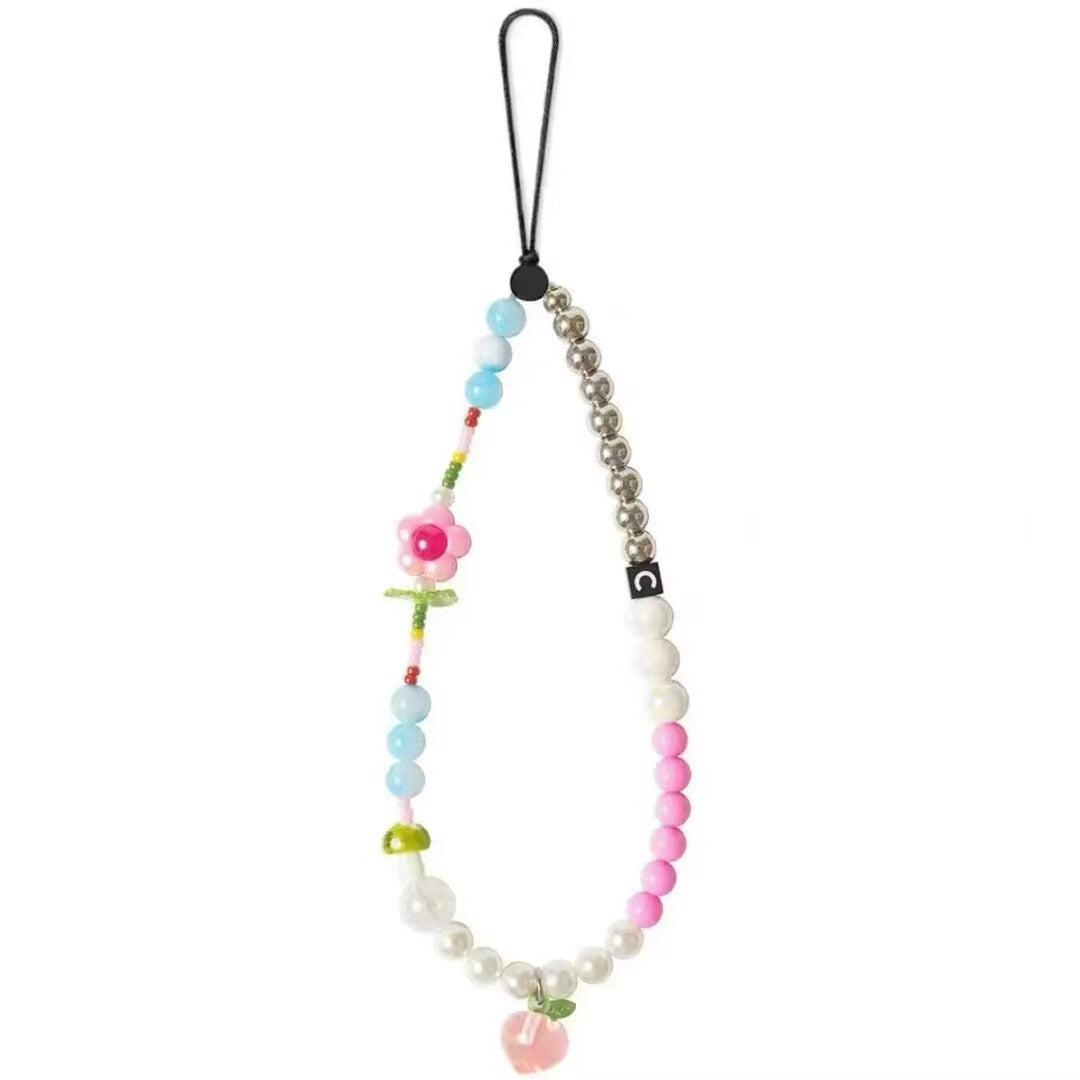 Land of Bliss Phone Charm – Pastel Beaded Floral Strap
