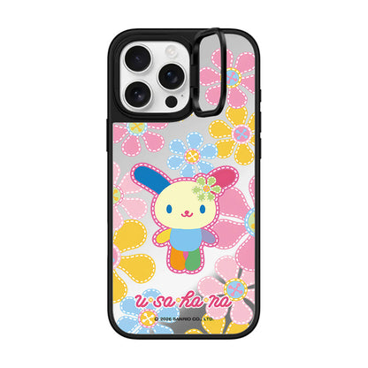 Sanrio Usahana Flower Mirror Case with Flip Lens Stand for iPhone 17 16 Pro Max