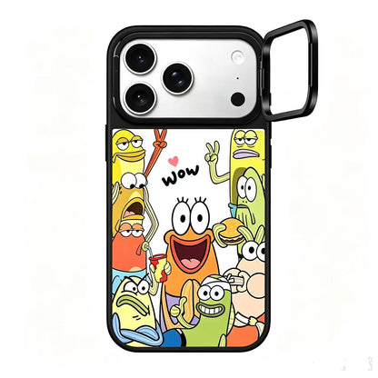SpongeBob Bikini Bottom Crowd Mirror Case with Flip Lens Stand for iPhone 17 16 Pro Max