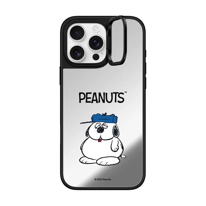 For iPhone 17 16 Pro Max Case Mirror MagSafe Flip Lens Camera Stand PEANUTS Snoopy Olaf Cute Shockproof Cover
