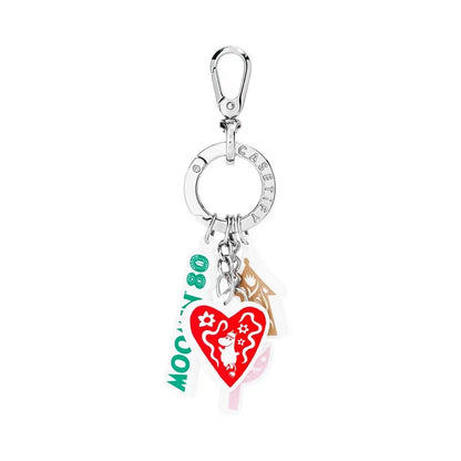 Moomin 80th Anniversary Keychain, Cute Red Heart Moominvalley Bag Charm Pendant