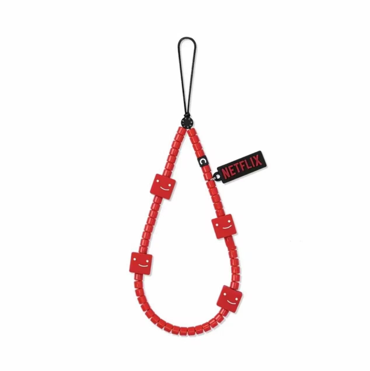 Netflix Beaded Phone Charm, Classic Red and Black Film Phone Strap Wristlet