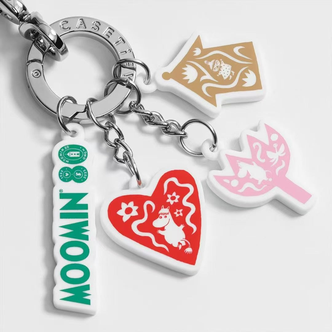 Moomin 80th Anniversary Keychain, Cute Red Heart Moominvalley Bag Charm Pendant