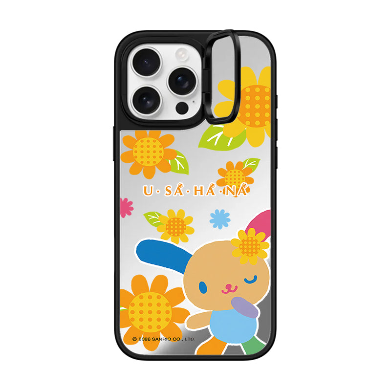 Sanrio Usahana Sunflower Mirror Case with Flip Lens Stand for iPhone 17 16 Pro Max