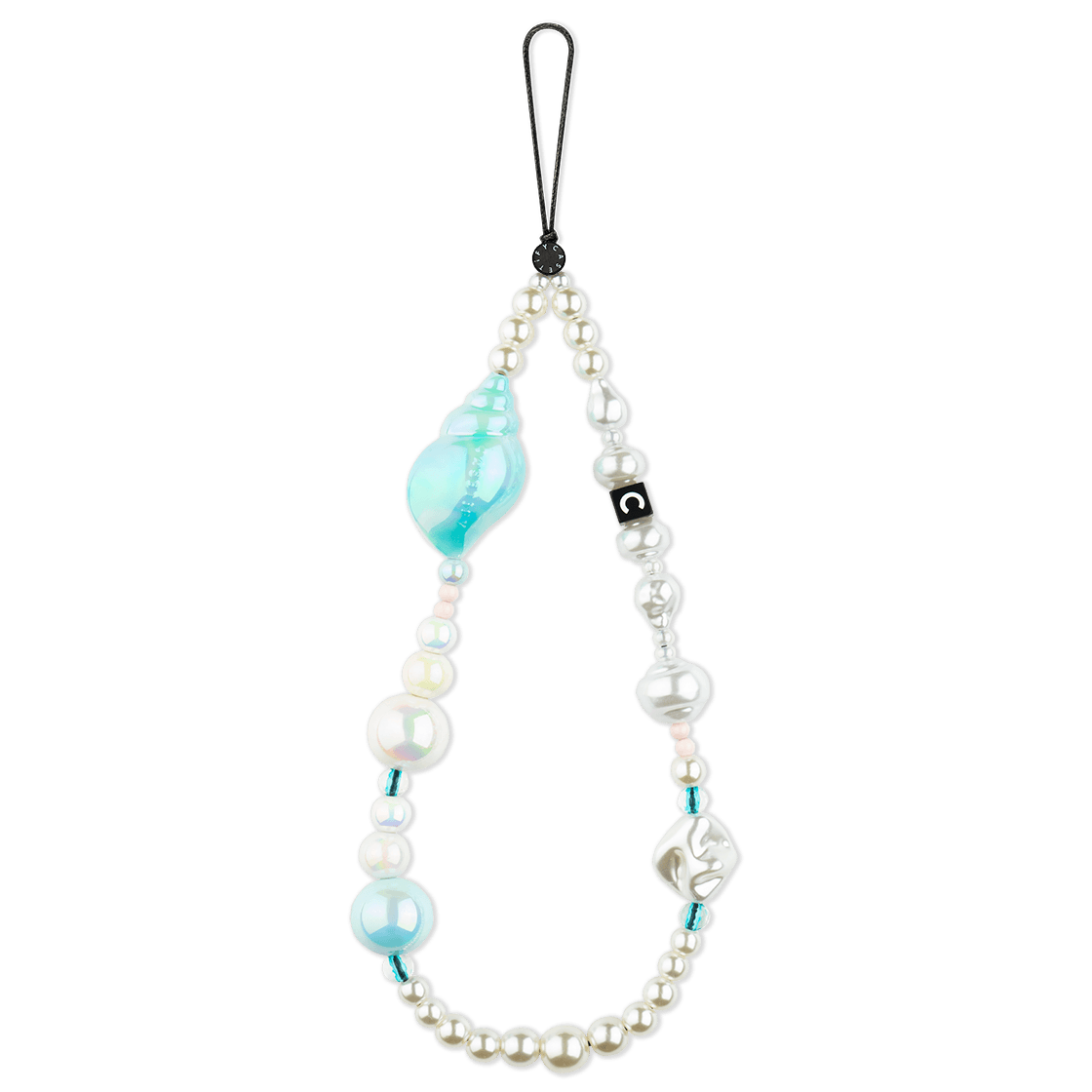 Blue Conch Pearl Phone Charm, Baroque Irregular Pearl Beaded Phone Strap Wristlet