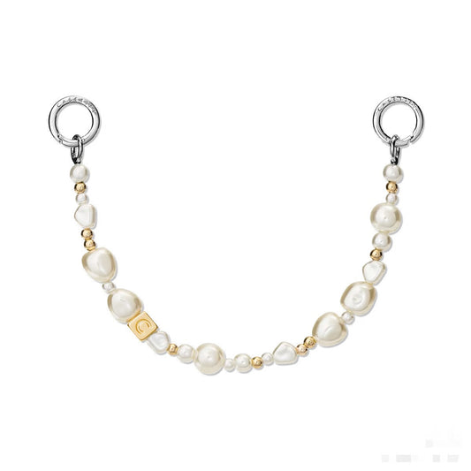 Baroque Pearl Phone Chain | Gold & White Beaded Strap