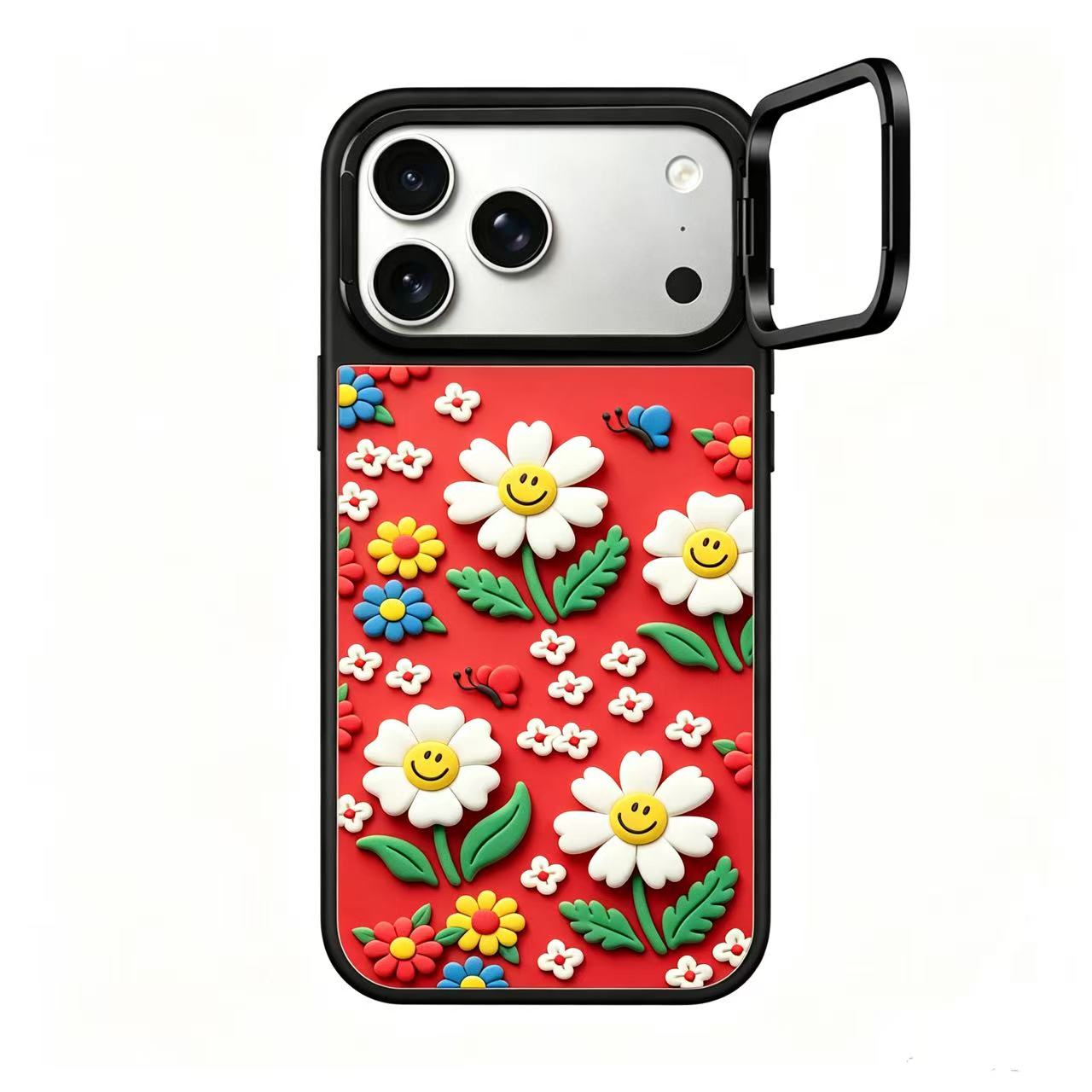 Wiggle Wiggle Garden Red Mirror Case with Flip Lens Stand for iPhone 17 16 Pro Max
