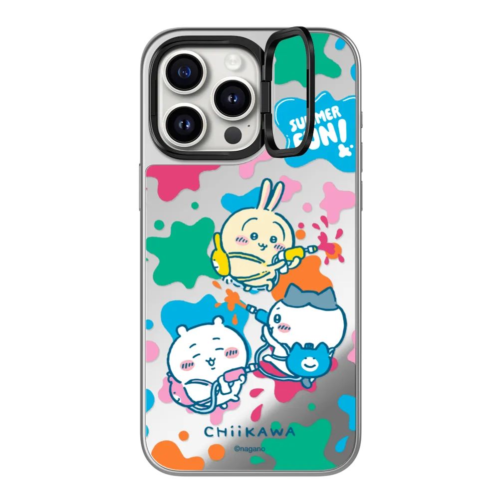 Chiikawa Summer Fun Mirror Case with Flip Lens Stand for iPhone 17 16 Pro Max