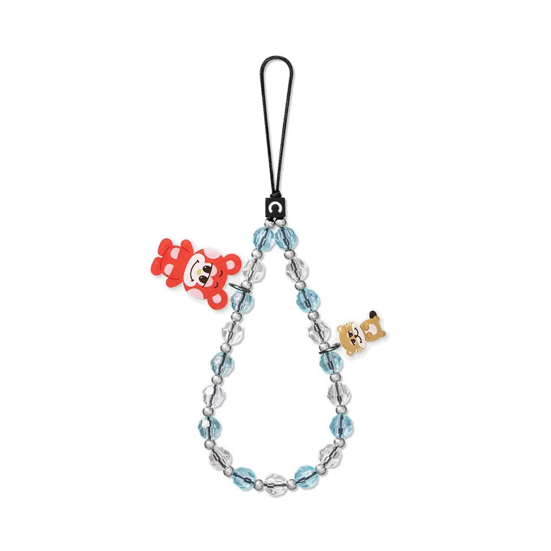 Muzik Tiger Phone Charm | Blue Crystal Beaded Case Strap
