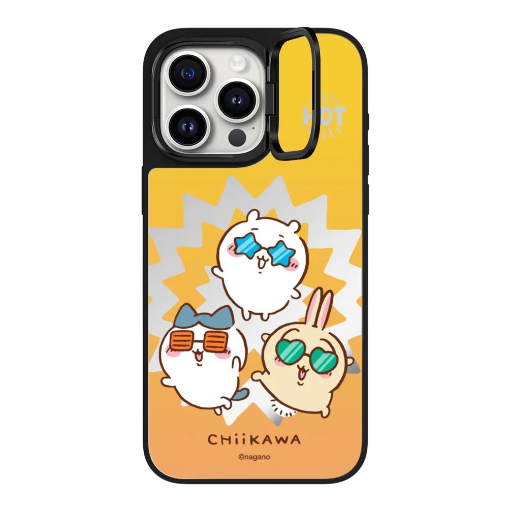 Chiikawa Summer Fun Mirror Case with Flip Lens Stand for iPhone 17 16 Pro Max