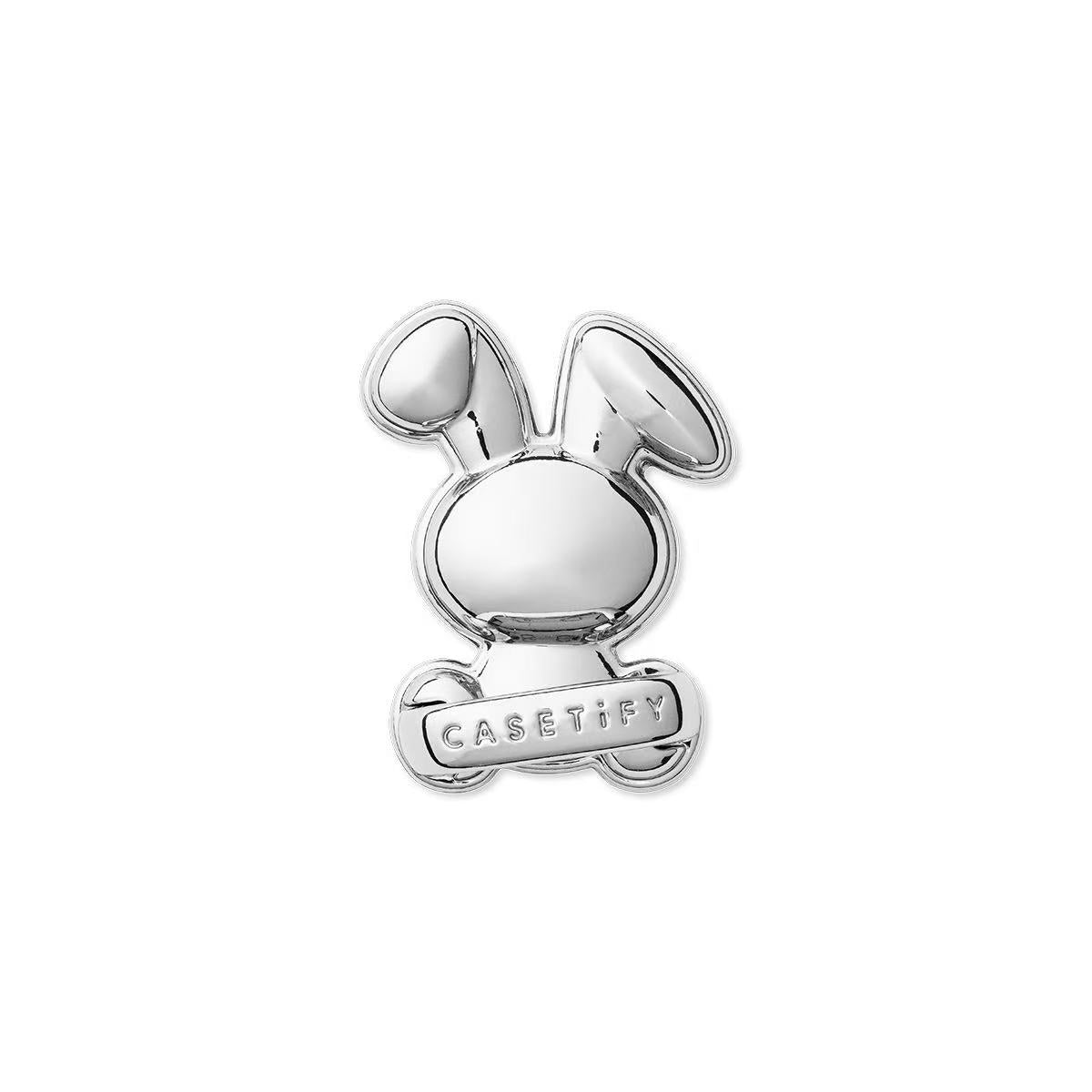 Silver Metallic Bunny Phone Grip | Snappy Rabbit Stand