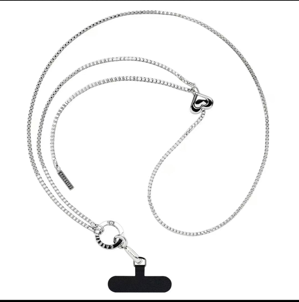 Minimalist Silver Metal Phone Lanyard Chain with Heart Pendant, Crossbody Phone Strap Necklace, Y2K Cool Girl Phone Accessories