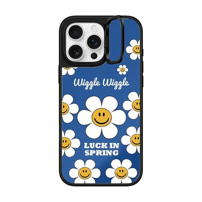 Wiggle Wiggle Daisy Mirror Case with Flip Lens Stand for iPhone 17 16 Pro Max