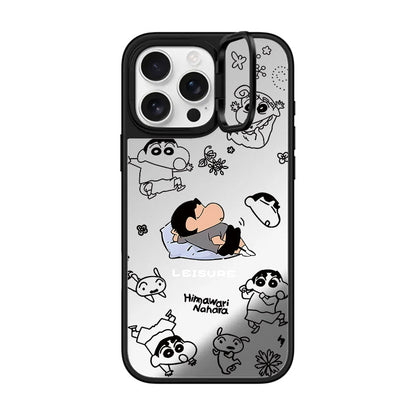 Crayon Shin-chan Mirror Case with Flip Lens Stand for iPhone 17 16 Pro Max