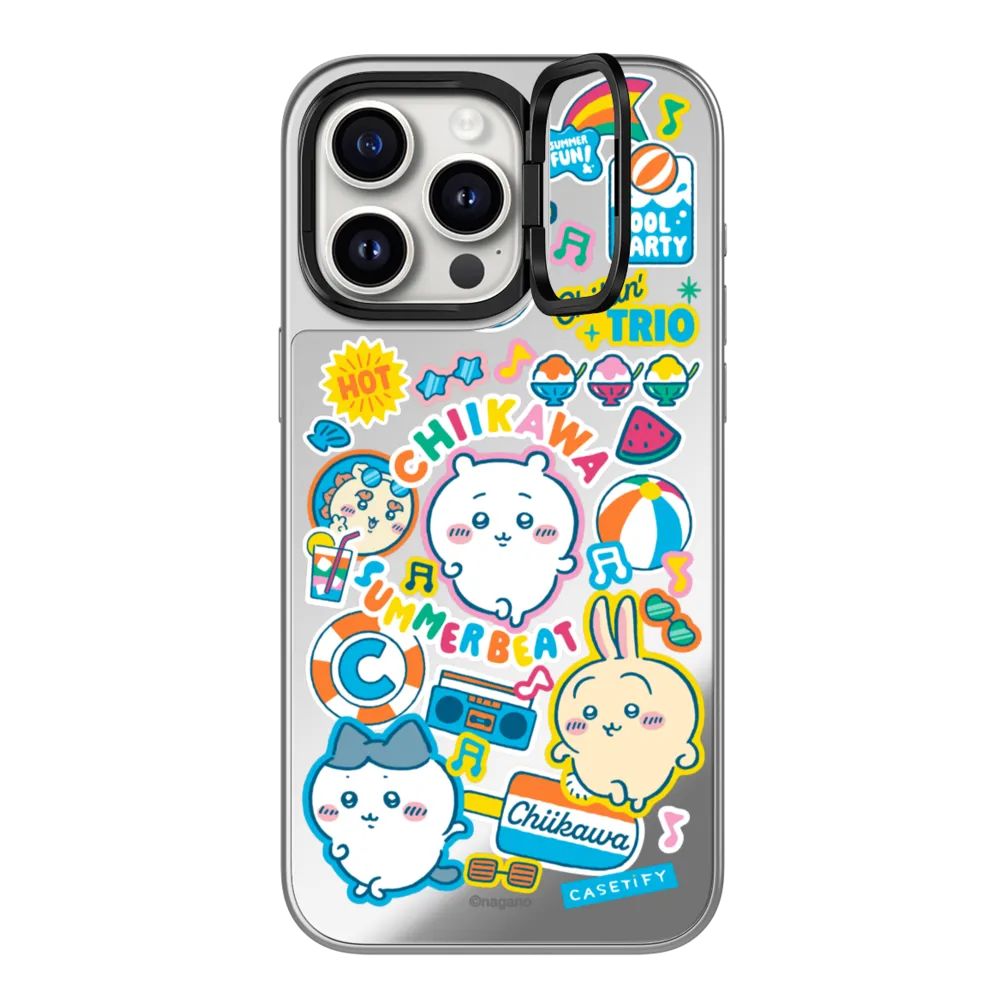 Chiikawa Summer Fun Mirror Case with Flip Lens Stand for iPhone 17 16 Pro Max