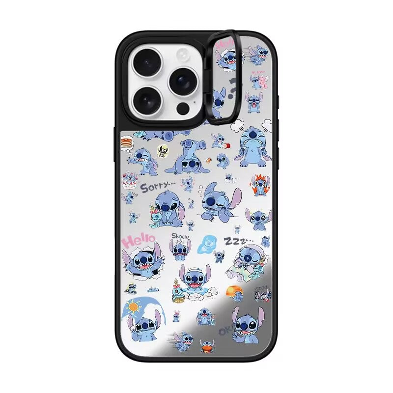 Disney Stitch Expressions Mirror Case with Flip Lens Stand for iPhone 17 16 Pro Max