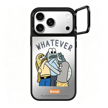 SpongeBob Bored Fish Mirror Case with Flip Lens Stand for iPhone 17 16 Pro Max