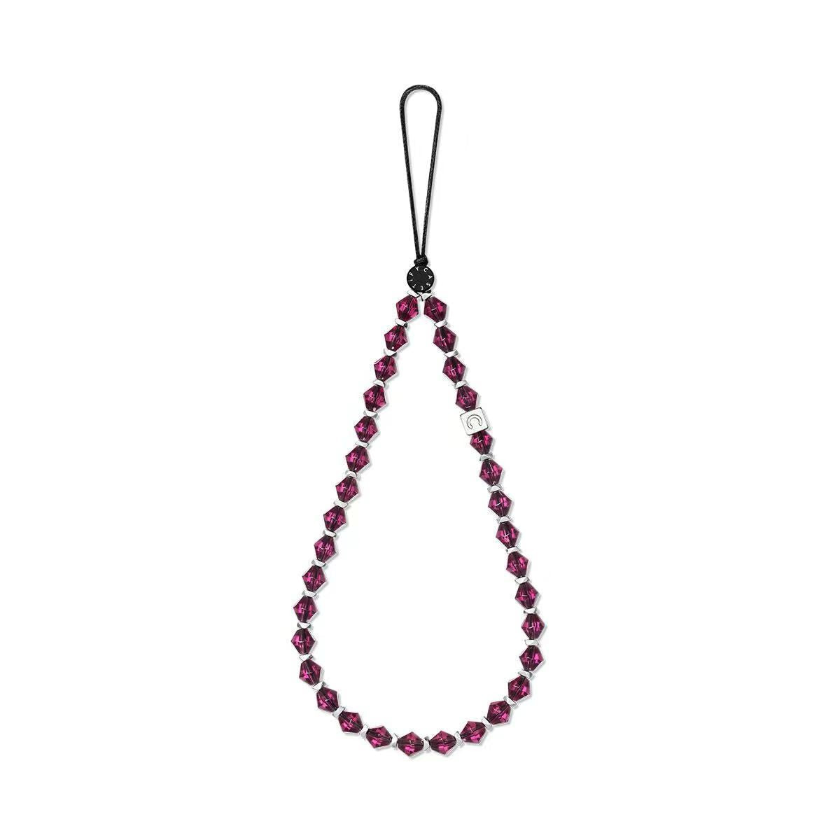 Purple Crystal Phone Charm | Magenta Beaded Case Strap