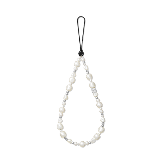 Baroque Pearl Phone Charm | White Beaded Case Strap