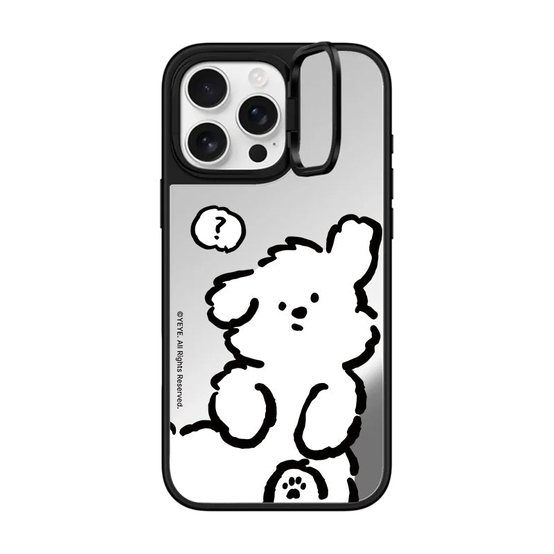 YEYE Dog Cute Mirror Case with Flip Lens Stand for iPhone 17 16 Pro Max