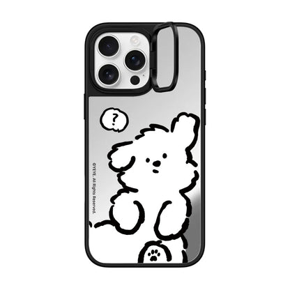 YEYE Dog Cute Mirror Case with Flip Lens Stand for iPhone 17 16 Pro Max