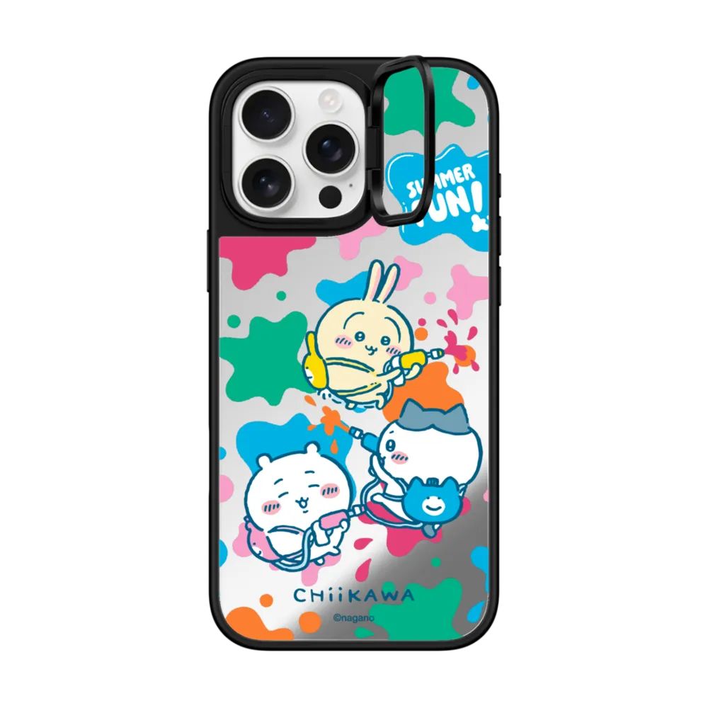 Chiikawa Summer Fun Mirror Case with Flip Lens Stand for iPhone 17 16 Pro Max