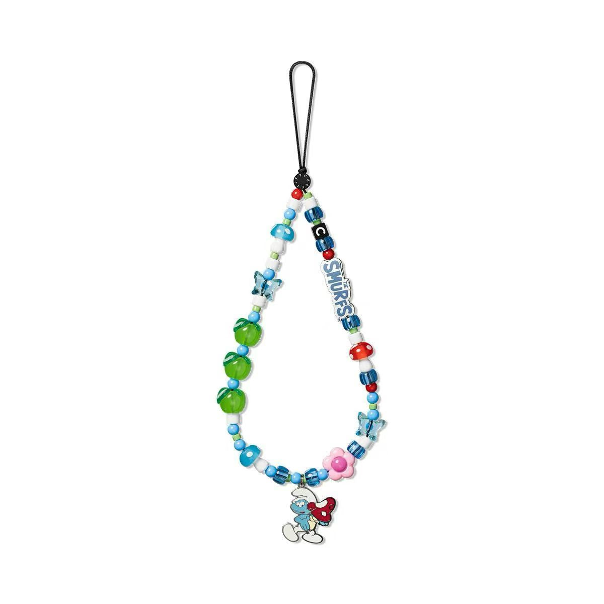 The Smurfs Phone Charm | Cute Blue Mushroom Beaded Strap
