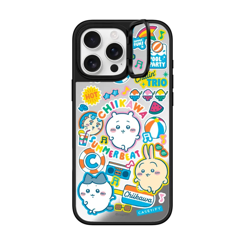 Chiikawa Summer Beat Mirror Case with Flip Lens Stand for iPhone 17 16 Pro Max