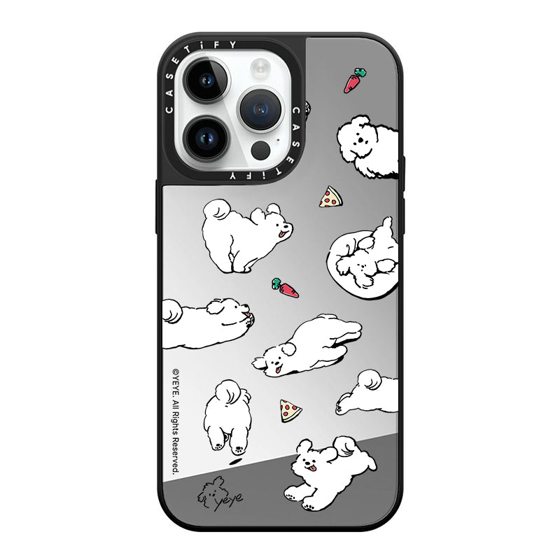 YEYE Dog Food Pattern Mirror Case with Flip Lens Stand for iPhone 17 16 Pro Max