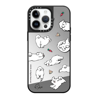 YEYE Dog Food Pattern Mirror Case with Flip Lens Stand for iPhone 17 16 Pro Max