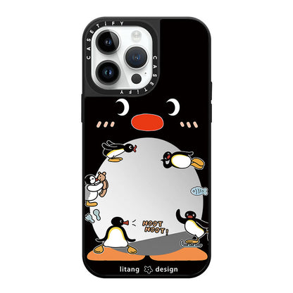 Pingu Penguin Noot Noot Mirror Case with Flip Lens Stand for iPhone 17 16 Pro Max