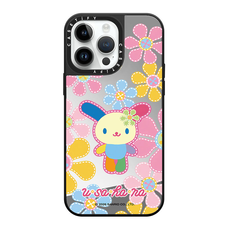 Sanrio Usahana Flower Mirror Case with Flip Lens Stand for iPhone 17 16 Pro Max