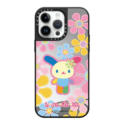 Sanrio Usahana Flower Mirror Case with Flip Lens Stand for iPhone 17 16 Pro Max