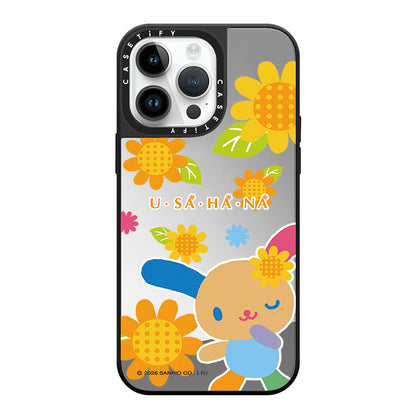 Sanrio Usahana Sunflower Mirror Case with Flip Lens Stand for iPhone 17 16 Pro Max