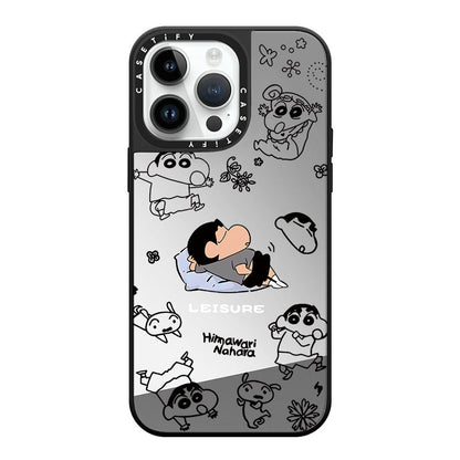 Crayon Shin-chan Mirror Case with Flip Lens Stand for iPhone 17 16 Pro Max
