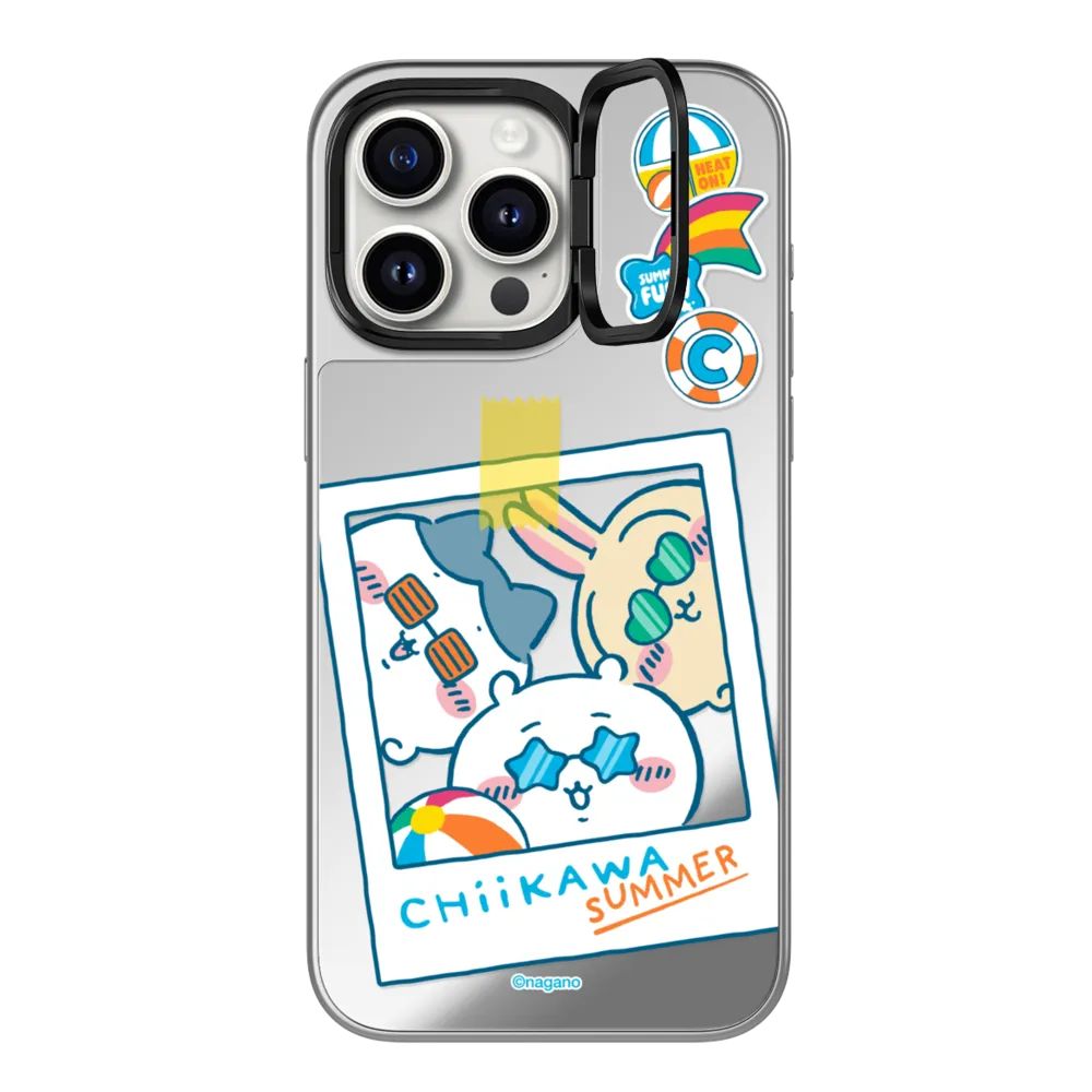 Chiikawa Summer Fun Mirror Case with Flip Lens Stand for iPhone 17 16 Pro Max