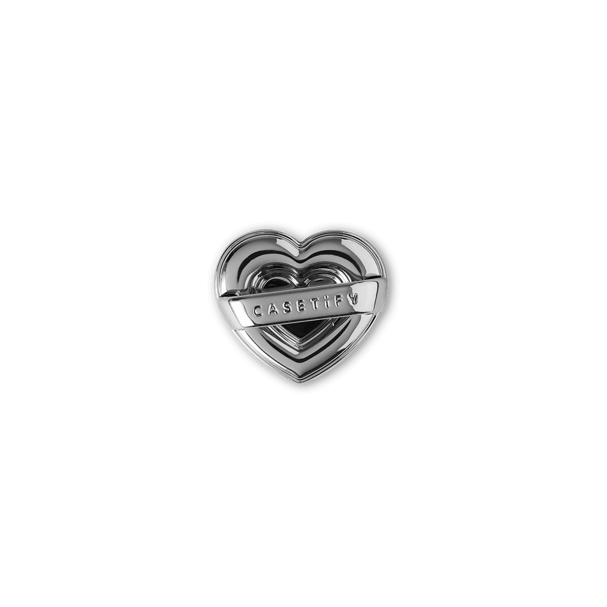 Silver Metallic Heart Phone Grip | Snappy Magnetic Stand