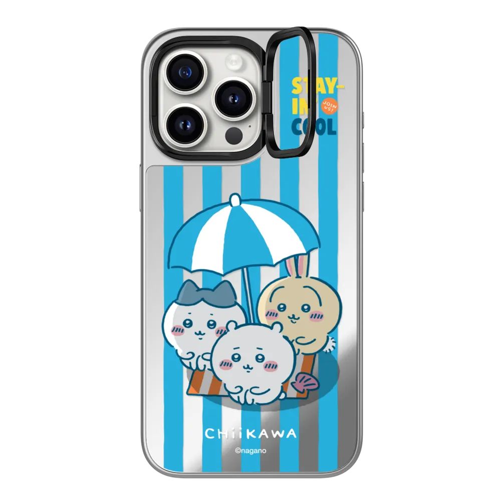 Chiikawa Summer Fun Mirror Case with Flip Lens Stand for iPhone 17 16 Pro Max