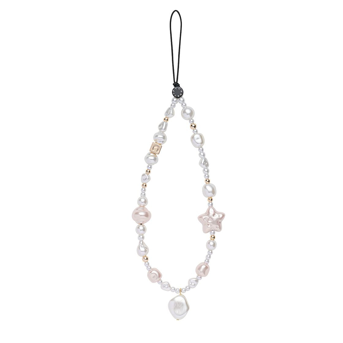 Baroque Pearl Phone Strap, Cute Pink Star Pearl Beaded Phone Charm Wristlet
