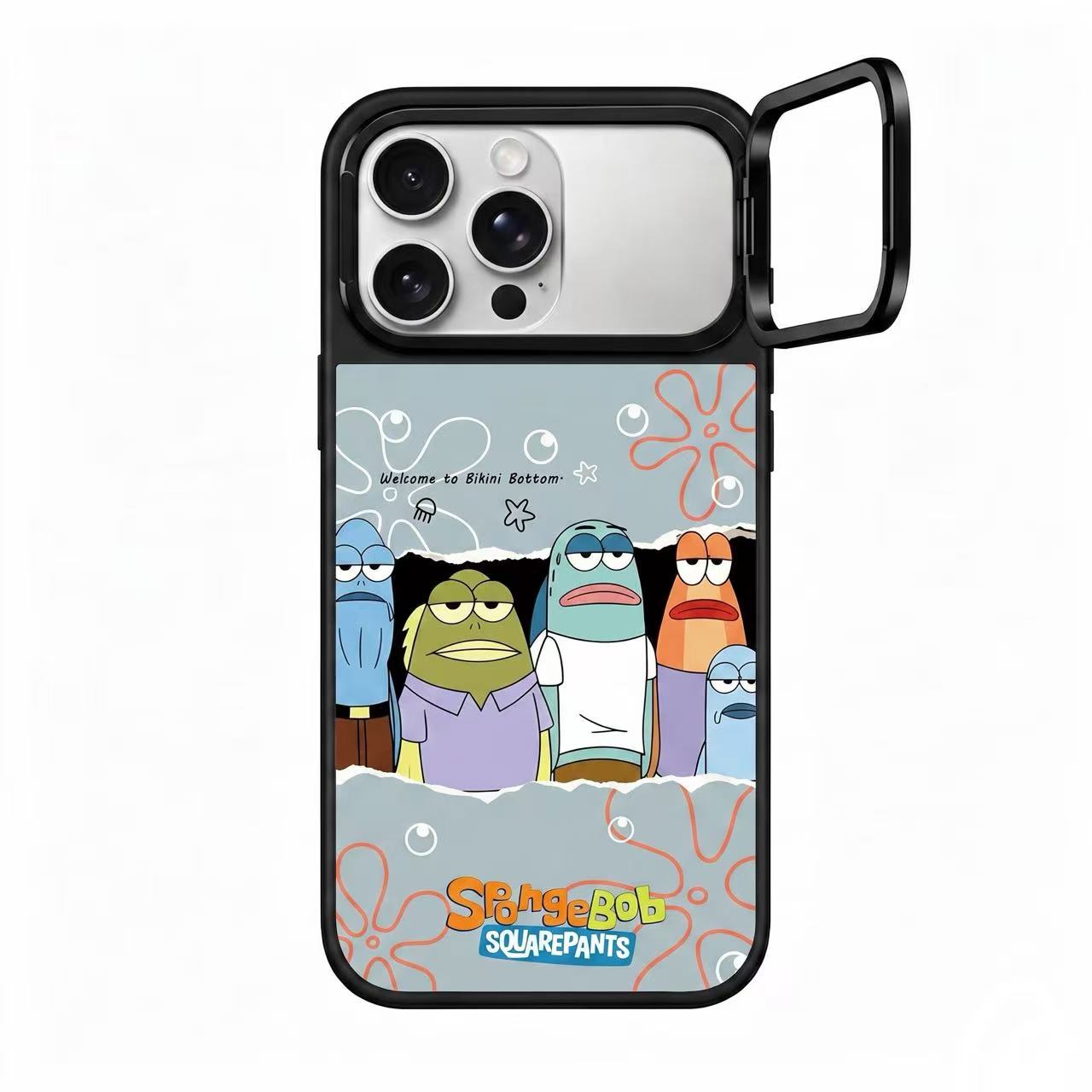 SpongeBob Bikini Bottom Citizens Mirror Case with Flip Lens Stand for iPhone 17 16 Pro Max