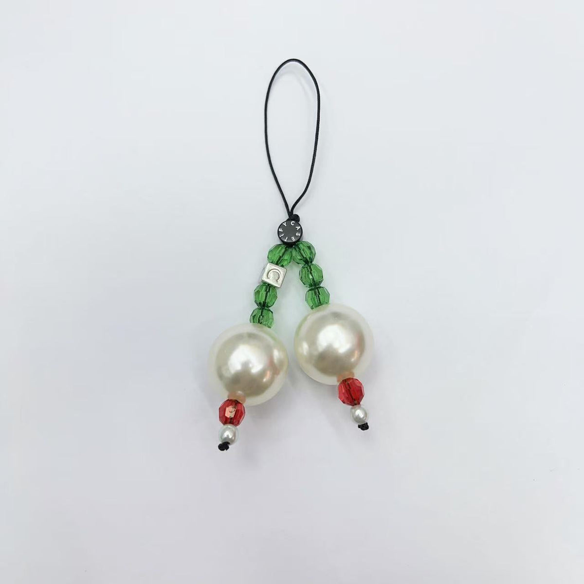 Oversized Pearl Cherry Phone Charm | Cute Beaded Strap